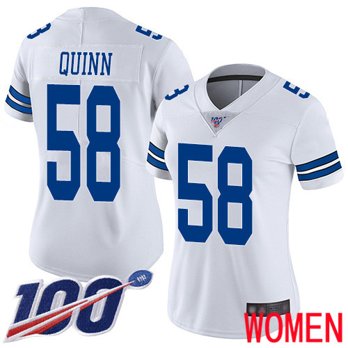 Women Dallas Cowboys Limited White Robert Quinn Road #58 100th Season Vapor Untouchable NFL Jersey->women nfl jersey->Women Jersey